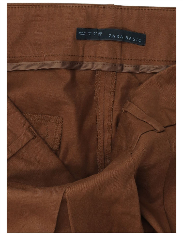 Zara Damen Faltenrock in A-Linie, Größe L, W34, Braun
