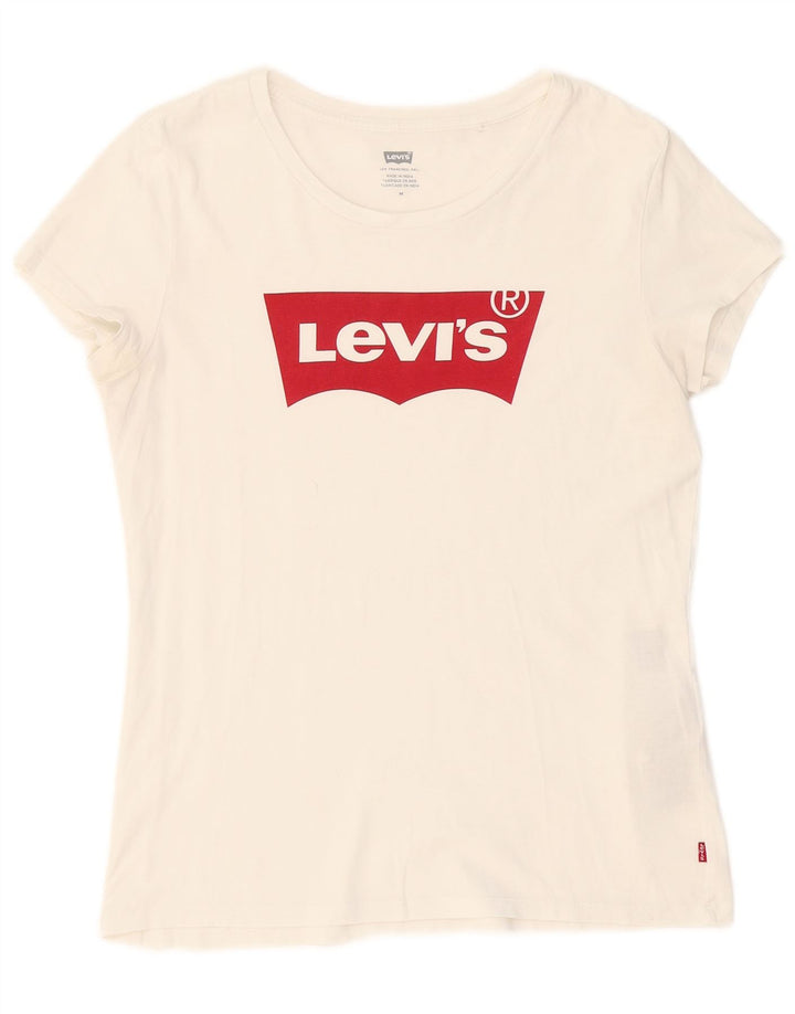 LEVI'S Damen-T-Shirt mit Grafik, UK 12, mittelweiße Baumwolle