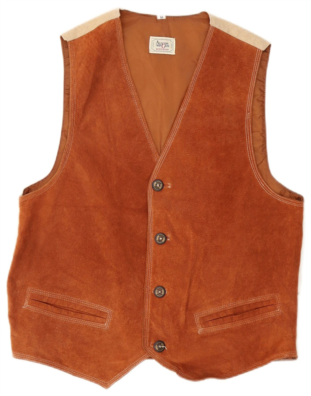 ALLISON Herren Wildlederweste UK 38 Mittelbraunes Leder