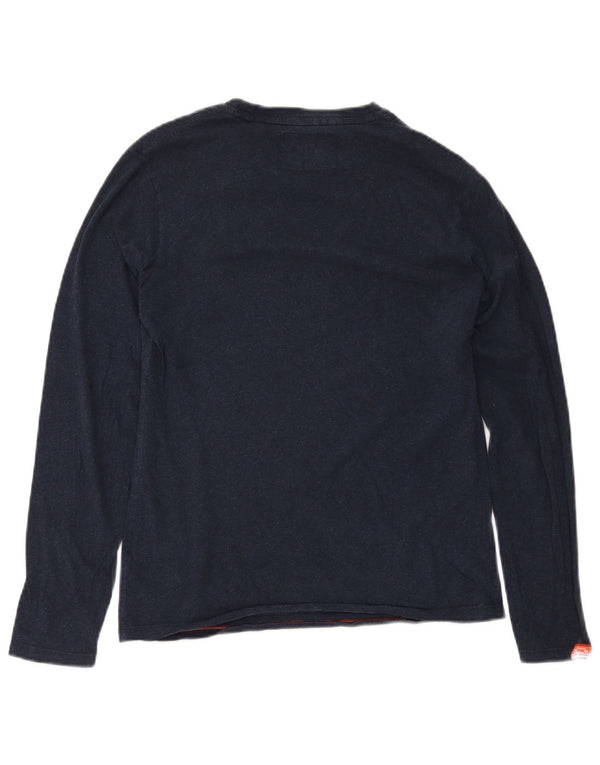 Superdry Mens Top Long Sleeve Small Navy Blue Cotton
