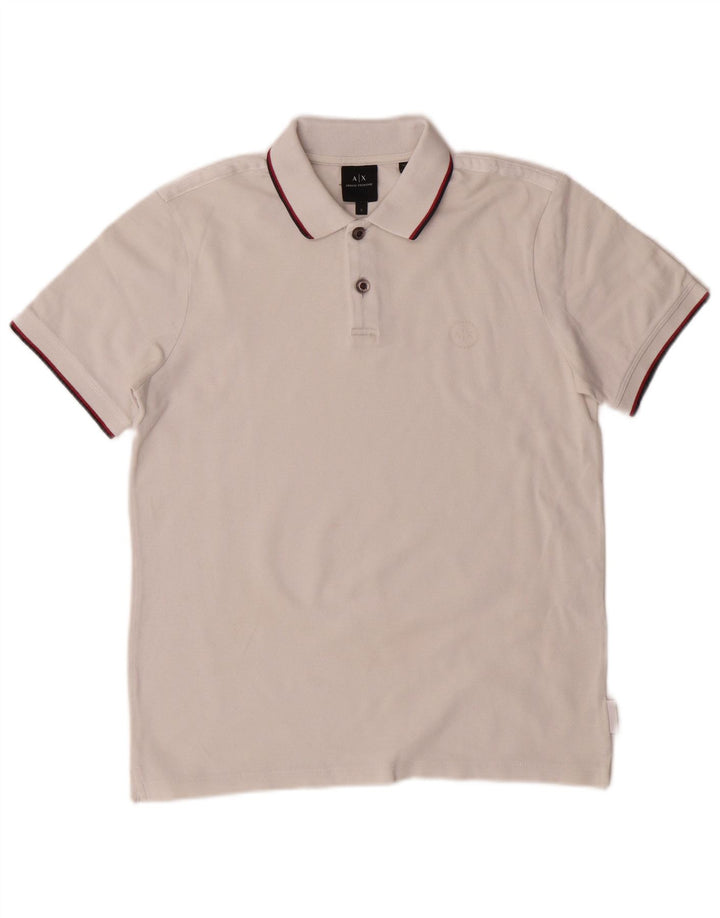 Armani Exchange Herren-Poloshirt, kleine weiße Baumwolle