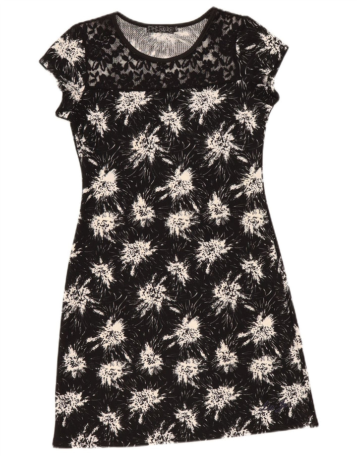 Liu Jo Damen Etuikleid UK 12 Mittelschwarzes, geblümtes Polyester