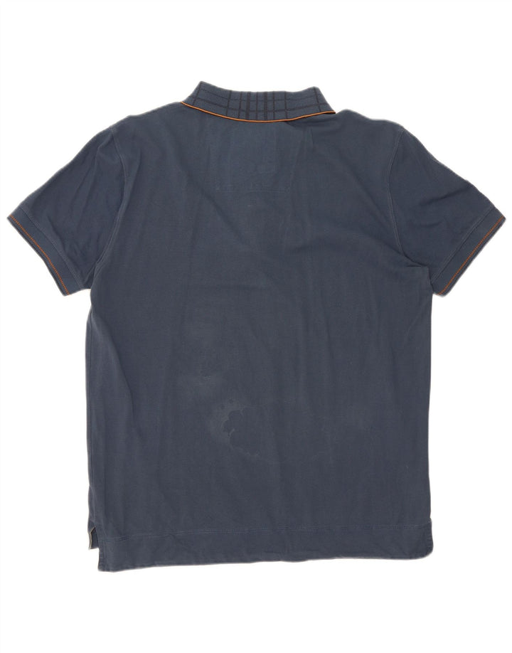 Hugo Boss Herren-Poloshirt mit normaler Passform, mittelblau, kariert, Baumwolle
