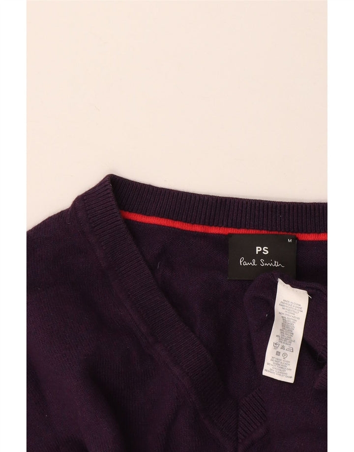 Paul Smith Herren-Pullover mit V-Ausschnitt aus mittelvioletter Baumwolle