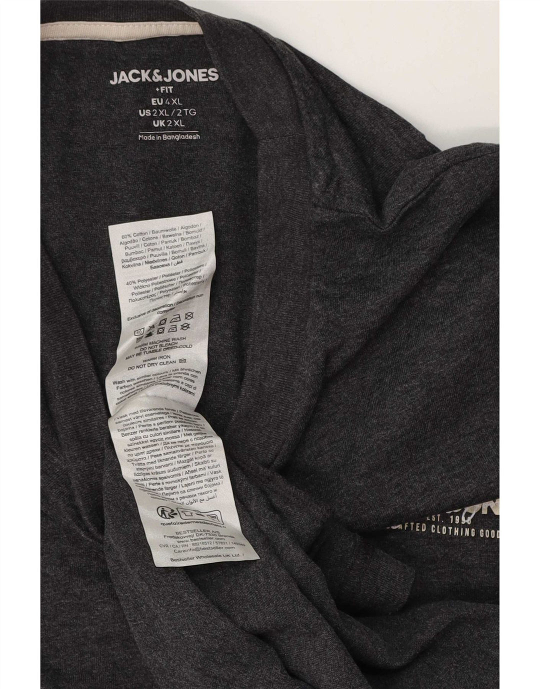 Jack & Jones Herren Top Langarm 2XL Grau Baumwolle