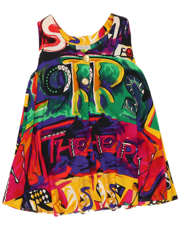 Vintage Damen Longline Loose Fit Bluse Top UK 14 Medium Mehrfarbig