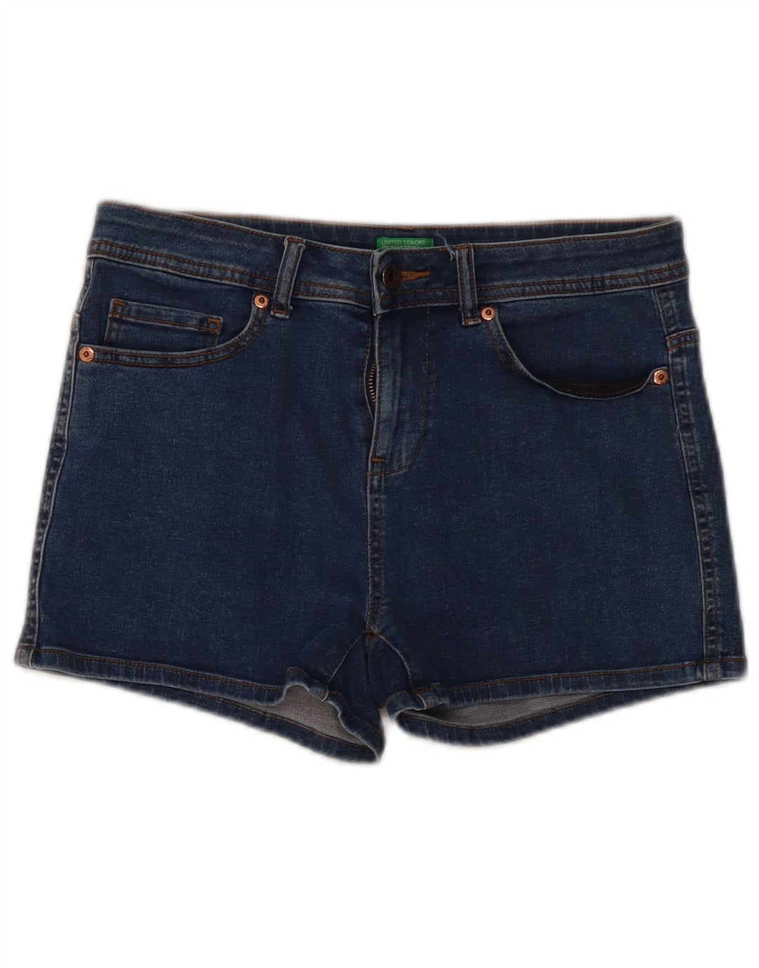 BENETTON Damen Jeansshorts W30 Mittelblau