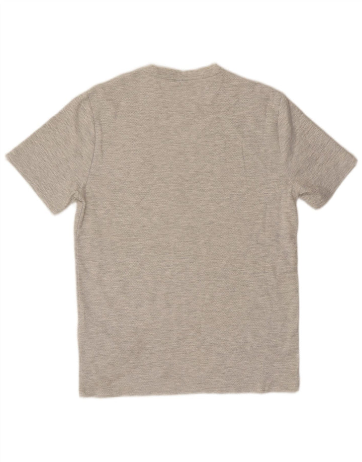 Reiss Herren-T-Shirt-Oberteil aus mittelgrau gesprenkelter Baumwolle