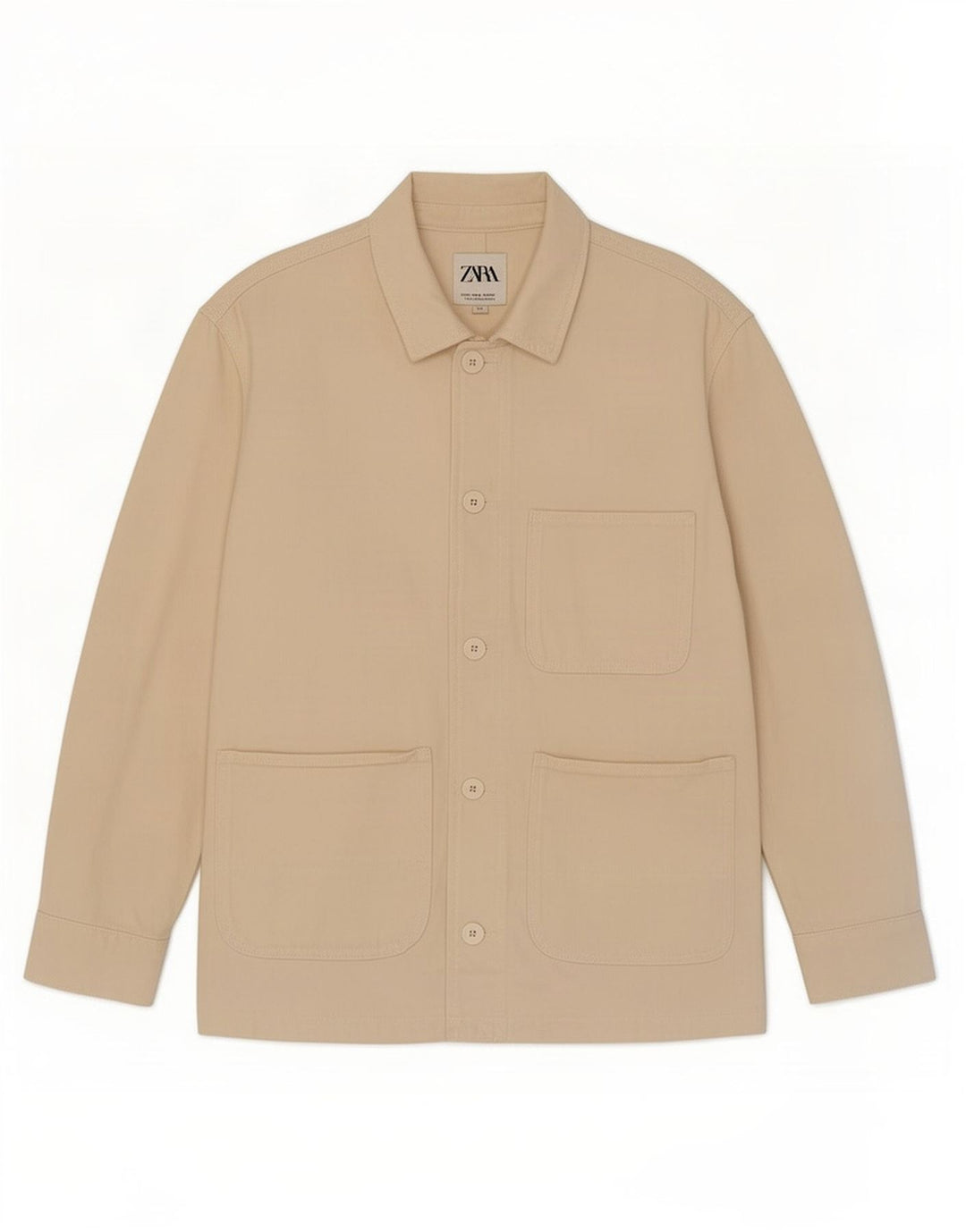 Zara Damen Utility-Jacke UK 14 Medium Off White Baumwolle