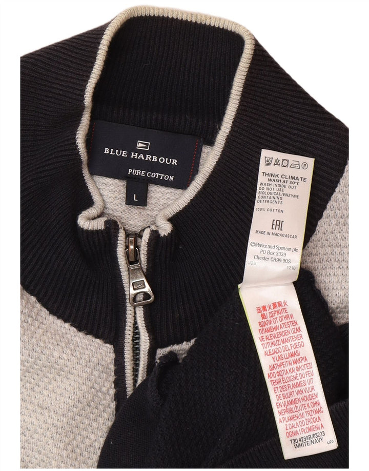 Marks & Spencer Herren Blue Harbor Cardigan Pullover Large Marineblau