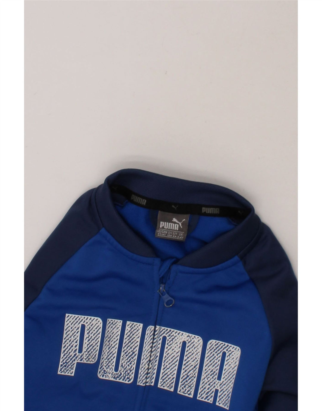 PUMA Boys Graphic Tracksuit Top Jacket 3-4 Years Blue Colourblock Vintage Puma and Second-Hand Puma from Messina Hembry 