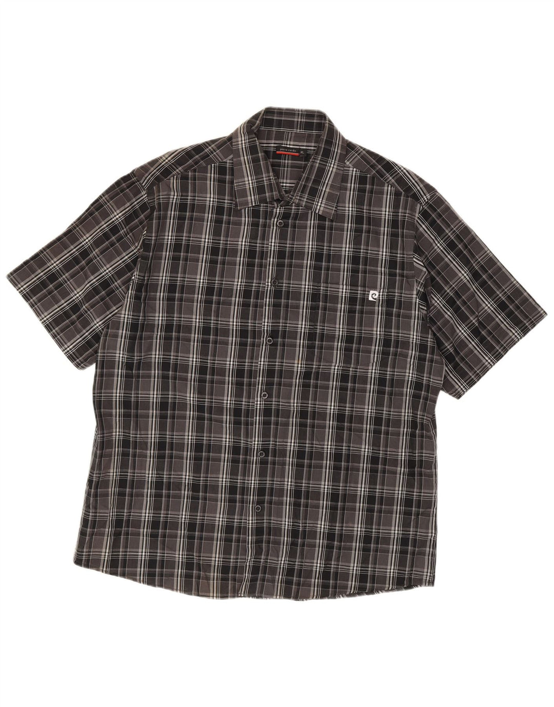 Pierre Cardin Herren-Kurzarmhemd XL, schwarz kariert, Polyester