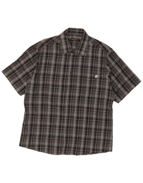 Pierre Cardin Herren-Kurzarmhemd XL, schwarz kariert, Polyester