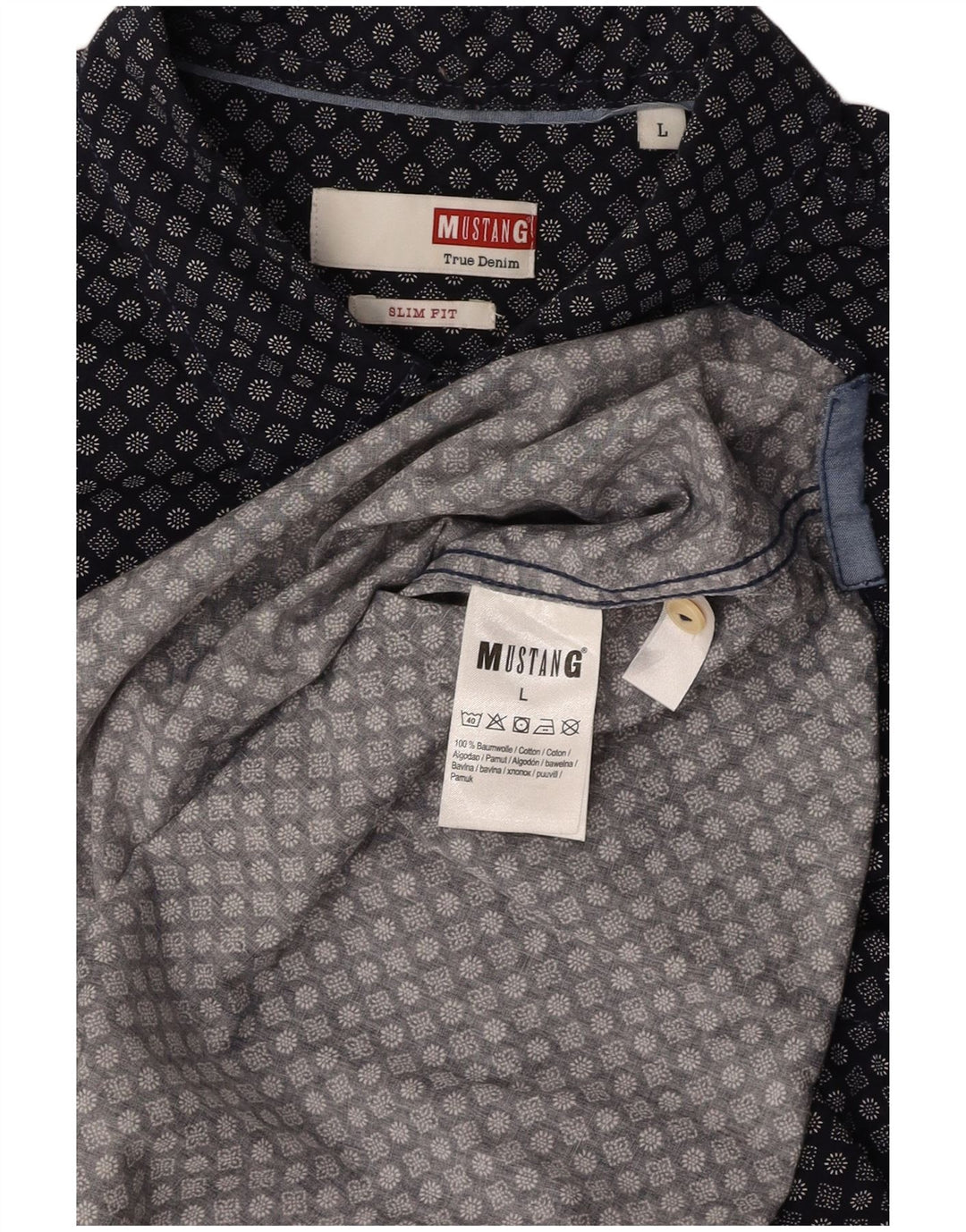 MUSTANG Herren-Hemd, schmale Passform, kurzärmelig, groß, marineblau, geblümt, Baumwolle