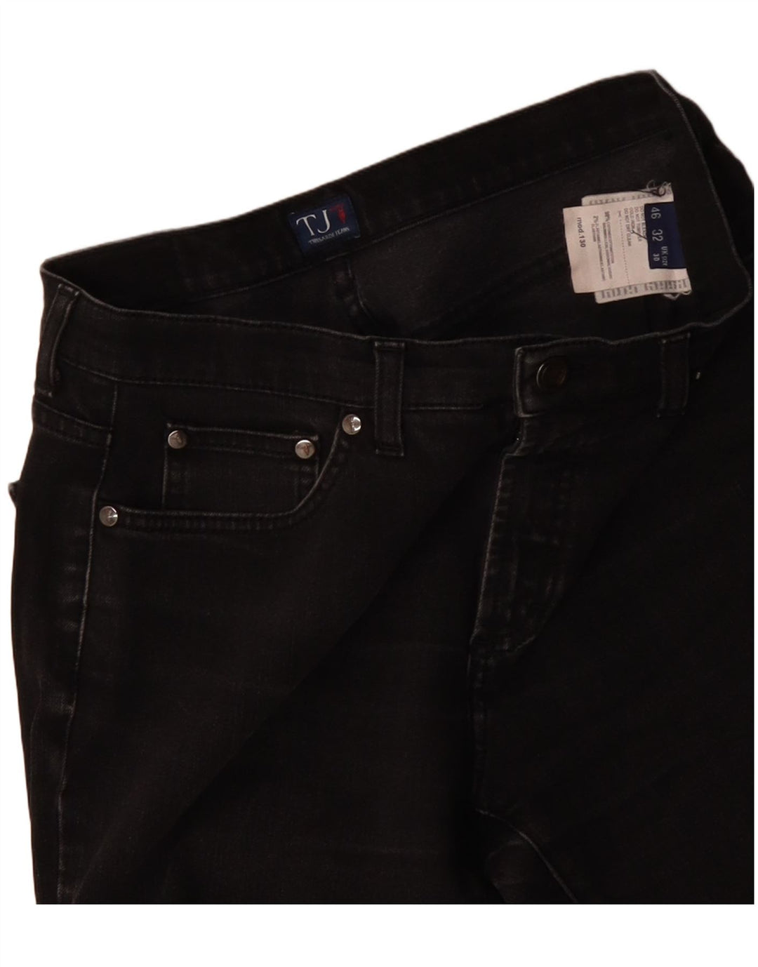 TRUSSARDI Damen Straight Jeans W30 L27 Schwarze Baumwolle