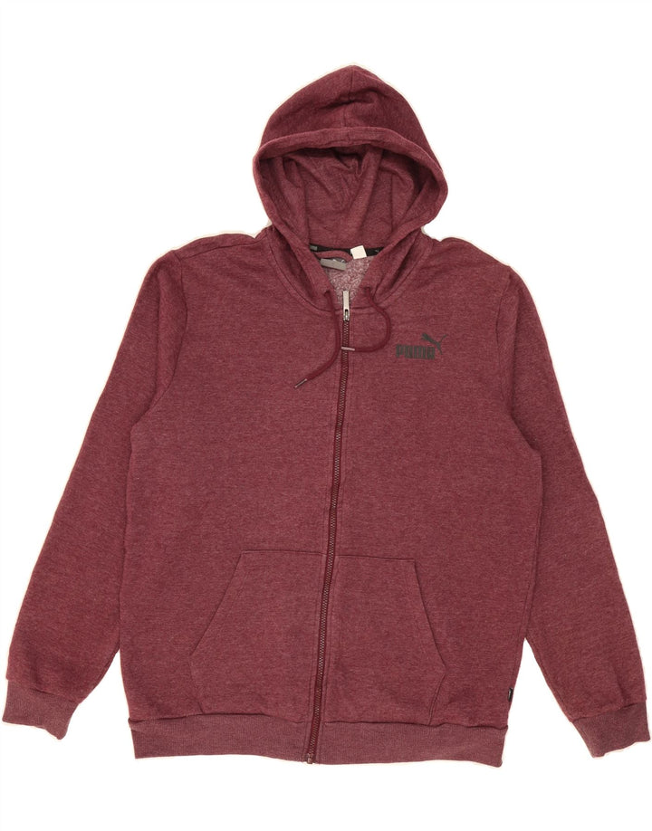 PUMA Mens Zip Hoodie Sweater Large Burgundy Polyester Vintage Puma and Second-Hand Puma from Messina Hembry 