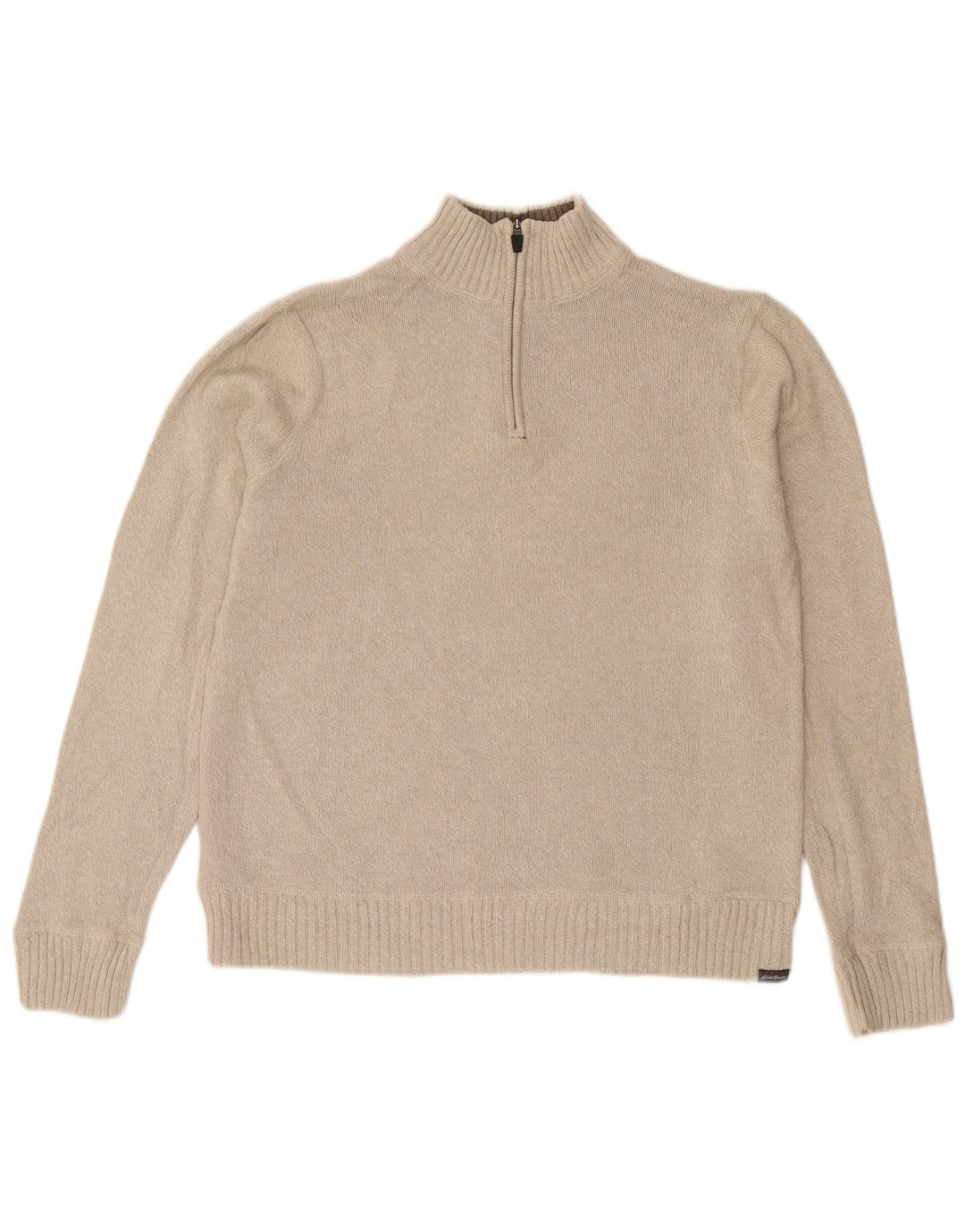 Eddie Bauer Herren-Pullover mit Reißverschluss am Hals, große beige Baumwolle