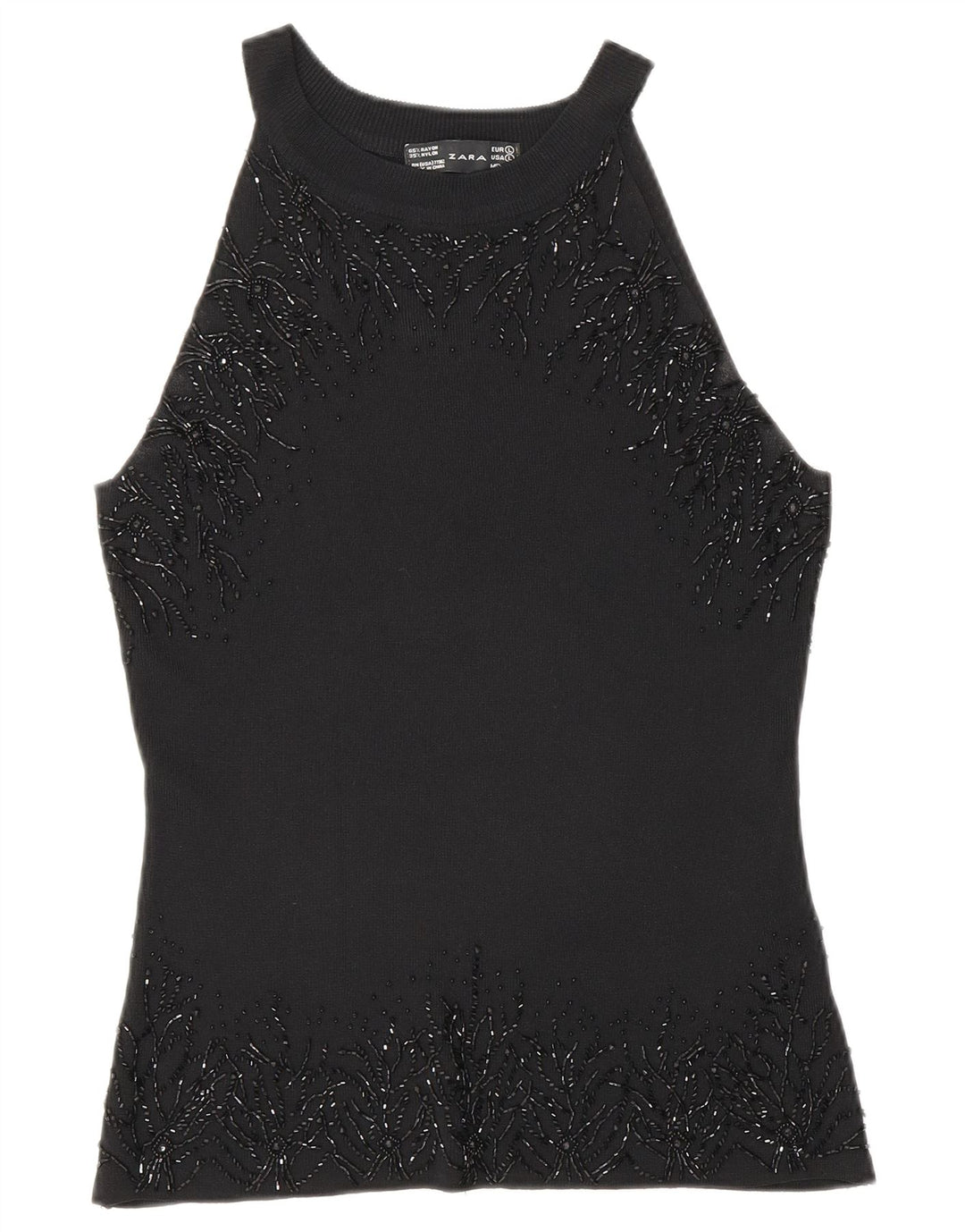 Ärmelloses Blusenoberteil für Damen von Zara, Gr. 44, Größe L, Schwarz, Viskose