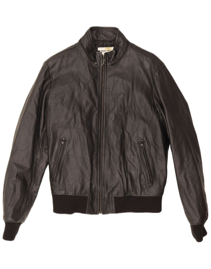 Vintage Herren Bomber Lederjacke UK 38 Mittelschwarzes Leder
