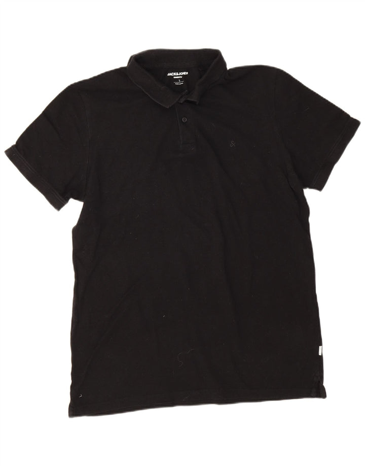 Jack & Jones Herren-Poloshirt, groß, schwarze Baumwolle