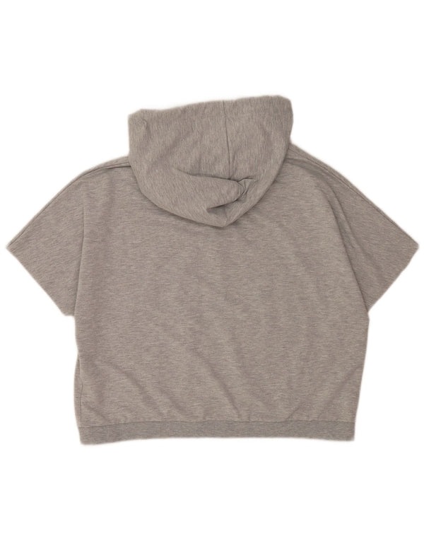 Guess Damen-Pullover mit übergroßem grafischem Kapuzenpullover, Gr. 16, Größe L, Grau meliert