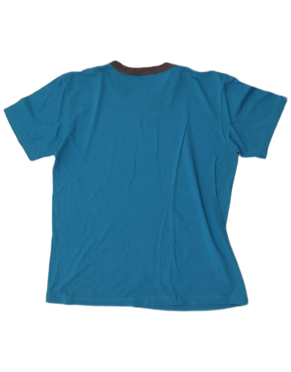 Diadora Herren T-Shirt Top Large Blau Colourblock Baumwolle