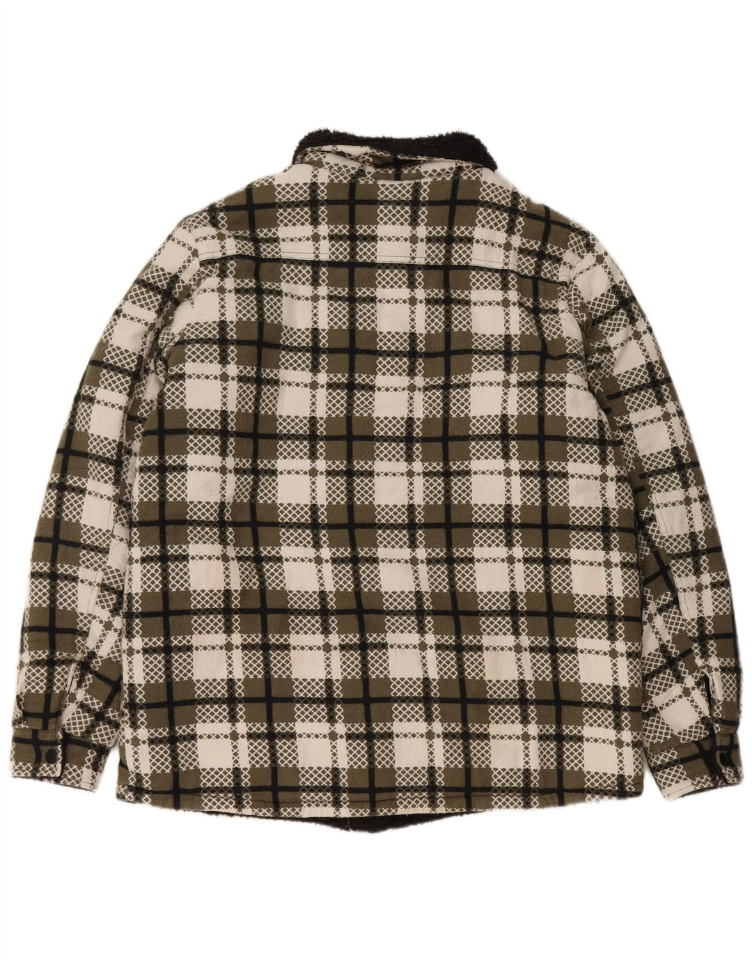 VINTAGE Damen Sherpa Jacke UK 16 Large Green Check