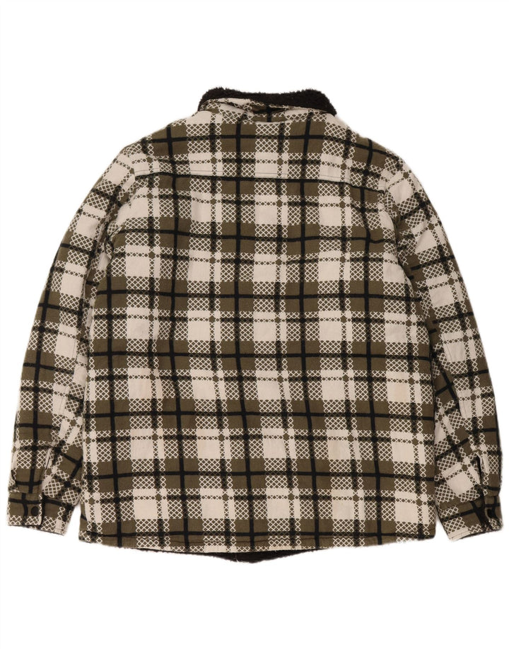 VINTAGE Damen Sherpa Jacke UK 16 Large Green Check