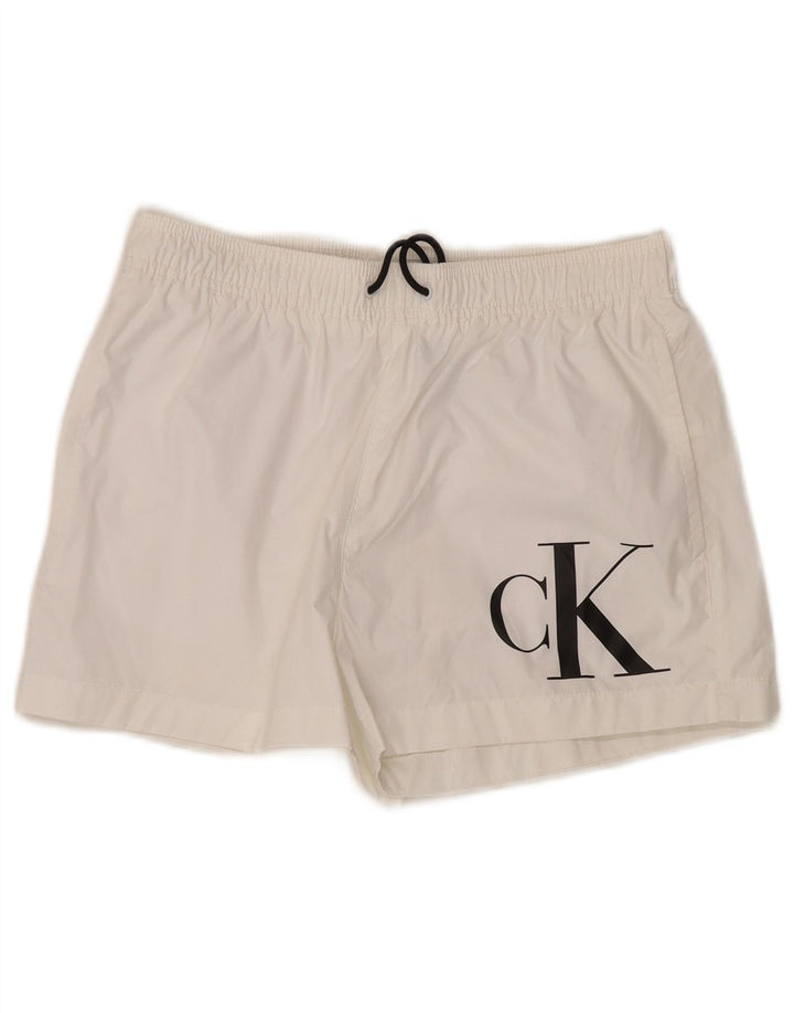 Calvin Klein Herren Badeshorts mit Grafik, Größe S, Weiß, Polyester