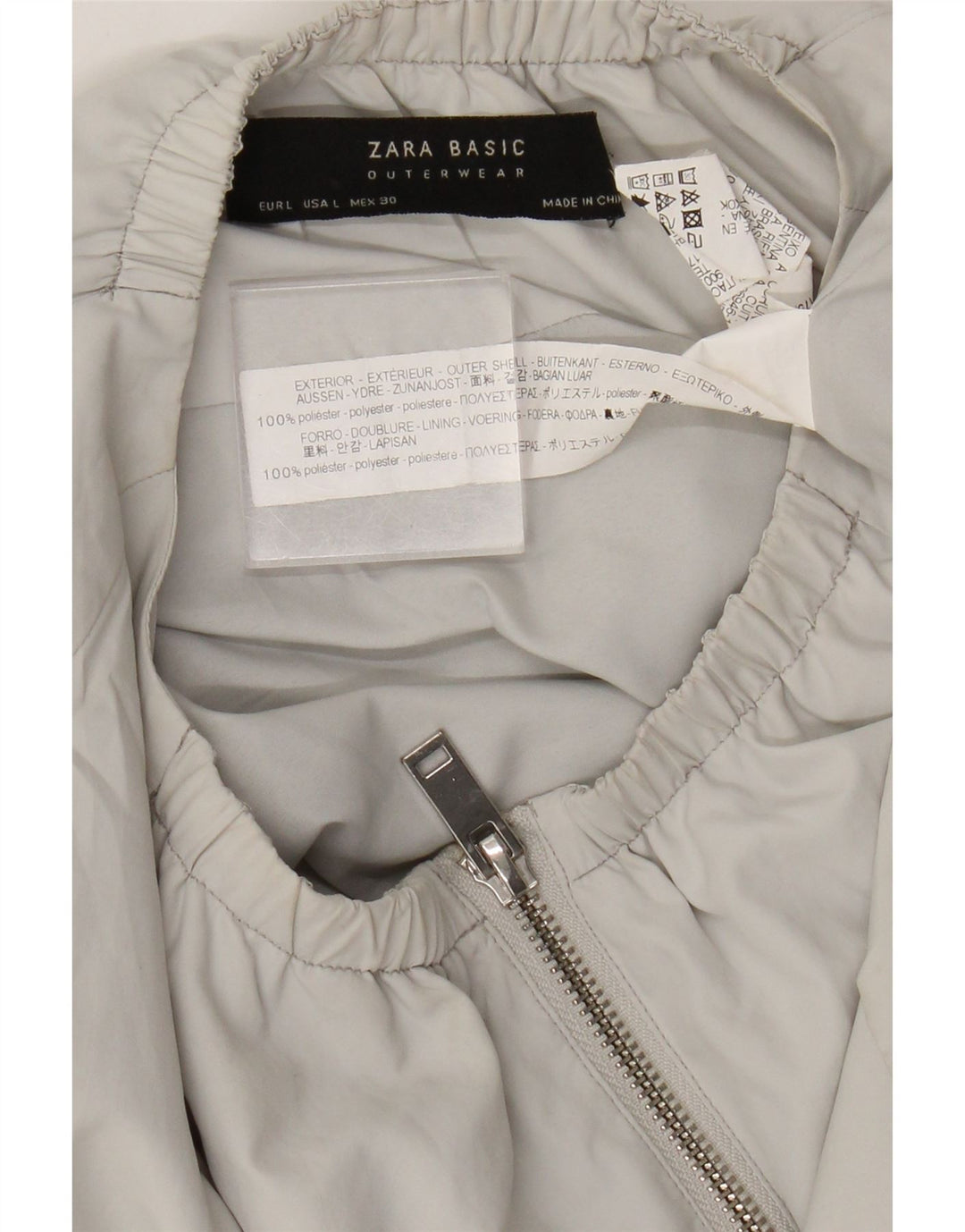 Zara Damen Bomberjacke UK 16 Large Grau Polyester