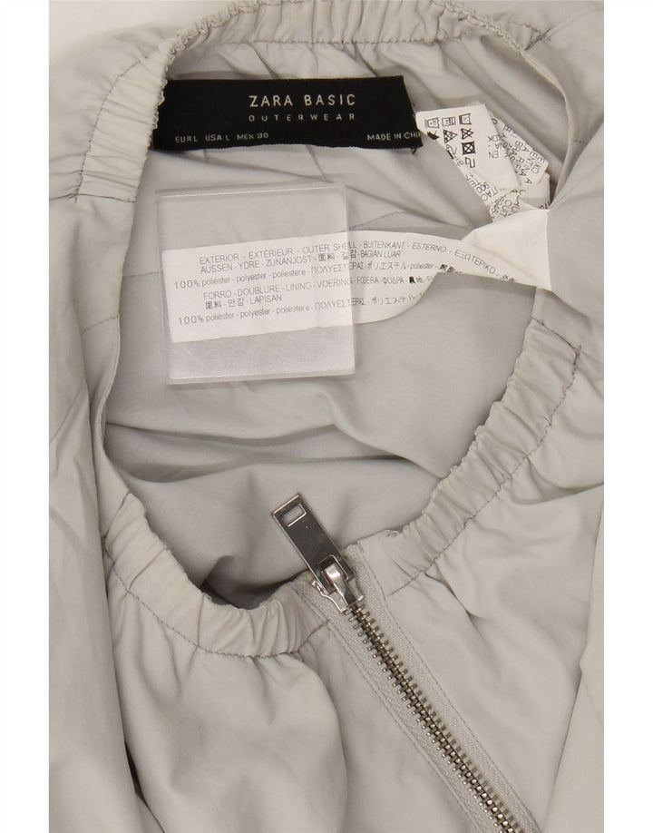 Zara Damen Bomberjacke UK 16 Large Grau Polyester