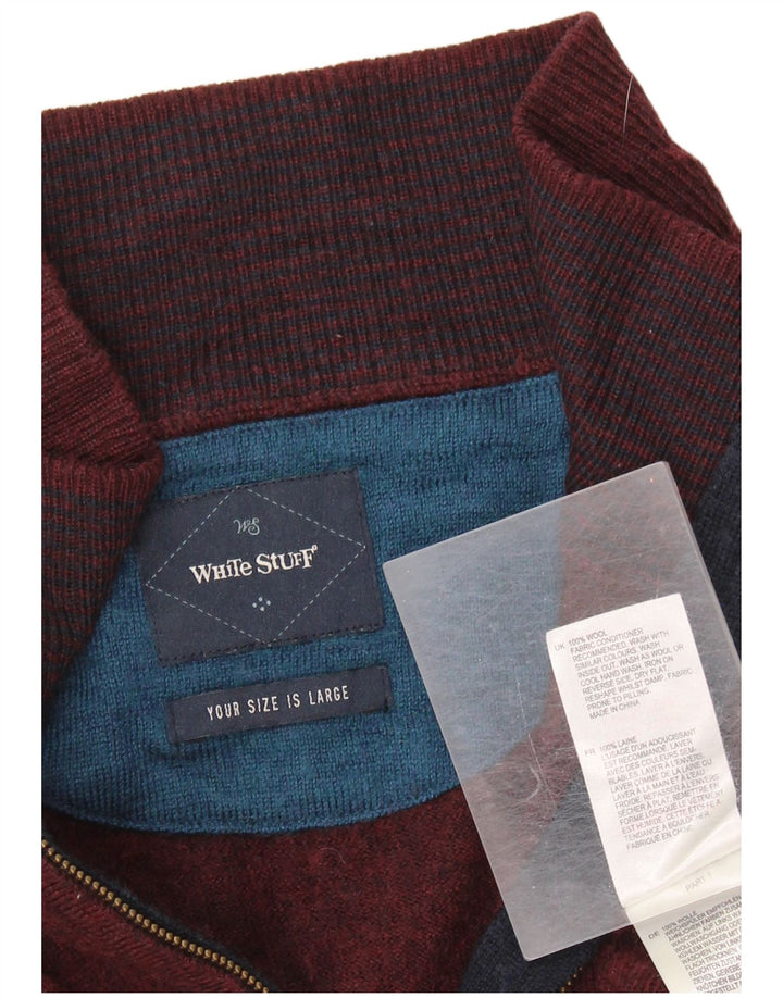 White Stuff Herren-Pullover mit Reißverschluss am Hals, große kastanienbraune Wolle