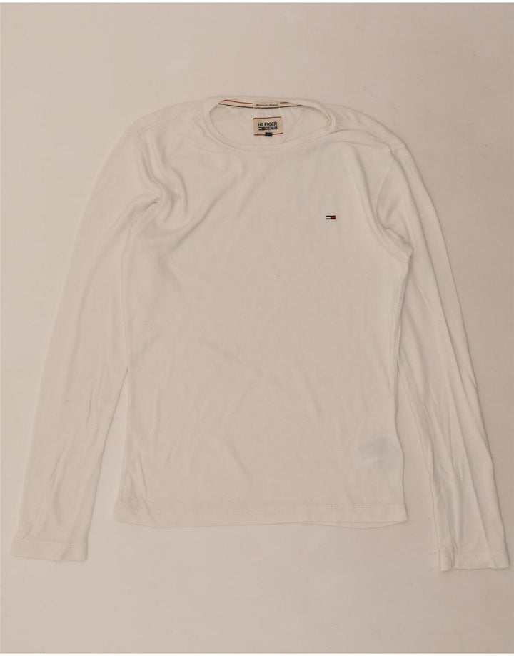 Tommy Hilfiger Herren-Top, langärmelig, klein, weiße Baumwolle
