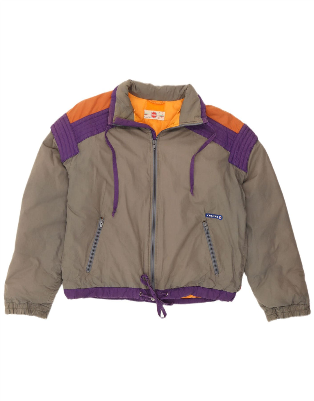 Colmar Damen-Skijacke IT 44 Mittelgrauer Colourblock-Baumwoll-Retro