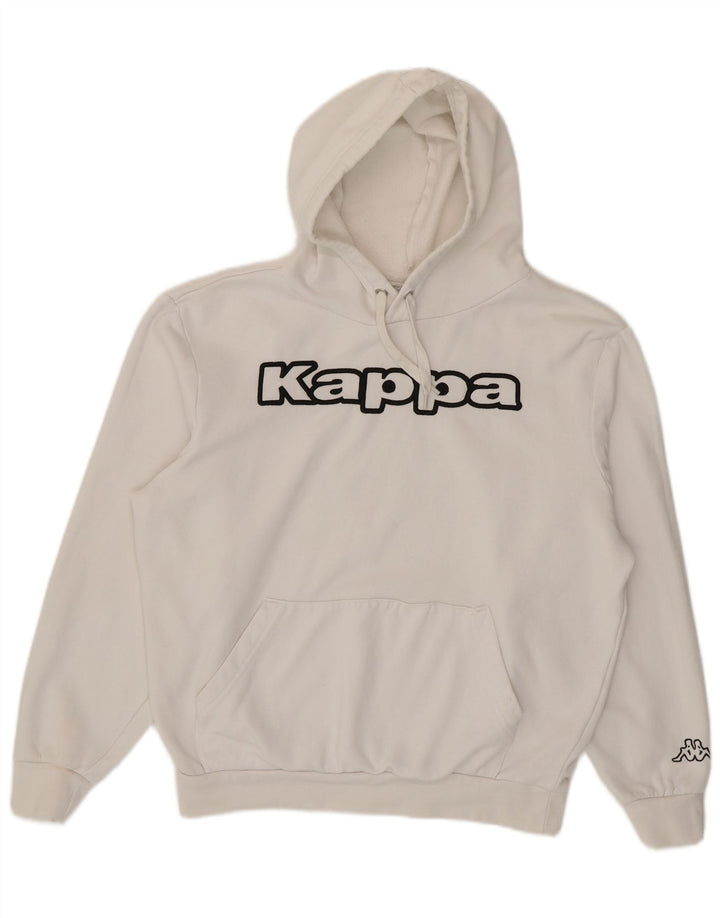 Kappa Herren-Kapuzenpullover mit Grafik, groß, aus weißer Baumwolle