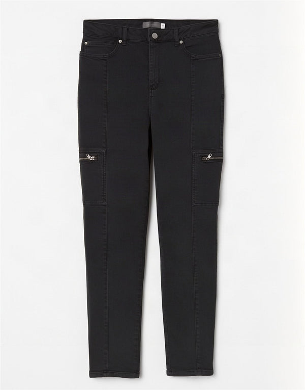 MINT VELVET Damen Cargo Skinny Jeans UK 12 Medium W30 L28 Graue Baumwolle