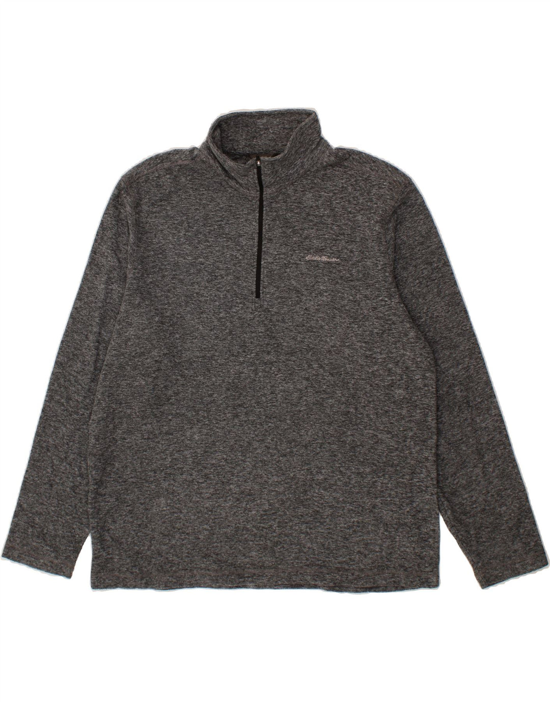 EDDIE BAUER Mens Zip Neck Fleece Jumper Large Grey Polyester Vintage Eddie Bauer and Second-Hand Eddie Bauer from Messina Hembry 
