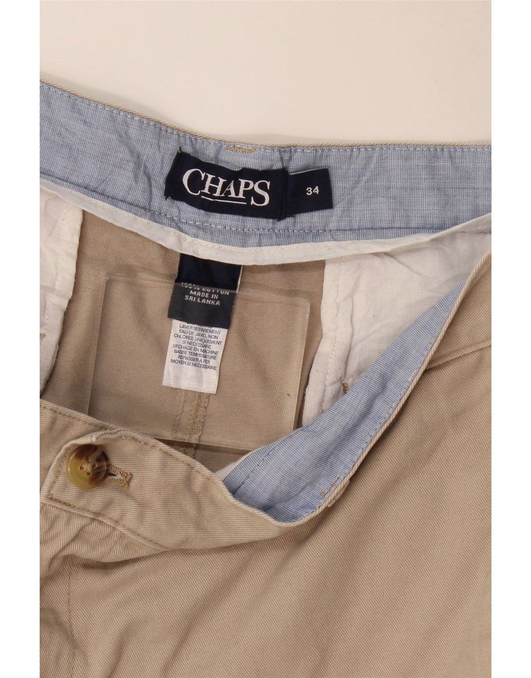 CHAPS Herren-Chino-Shorts, W34, Größe L, Beige, Baumwolle