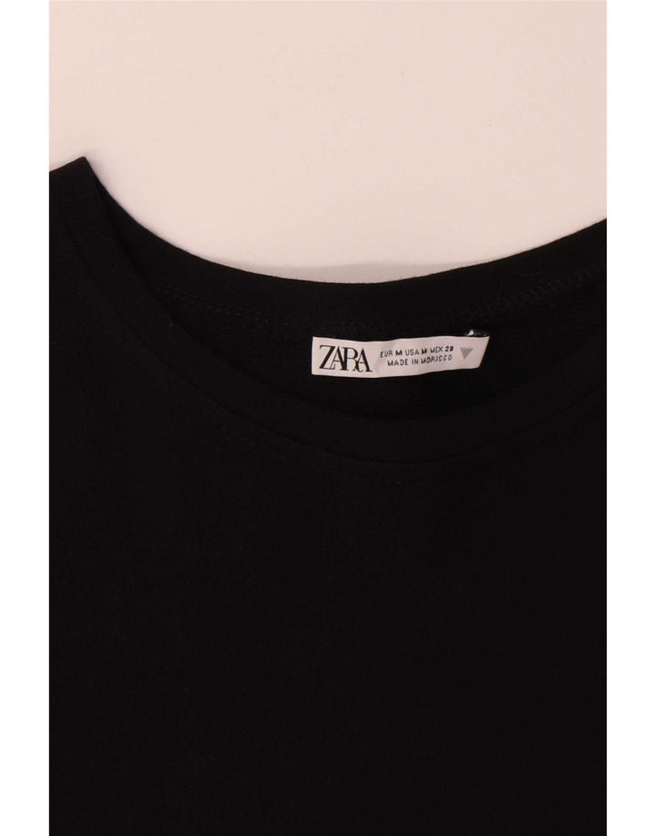 Zara Damen-Blusenoberteil UK 14 Mittelschwarz gestreift aus Baumwolle