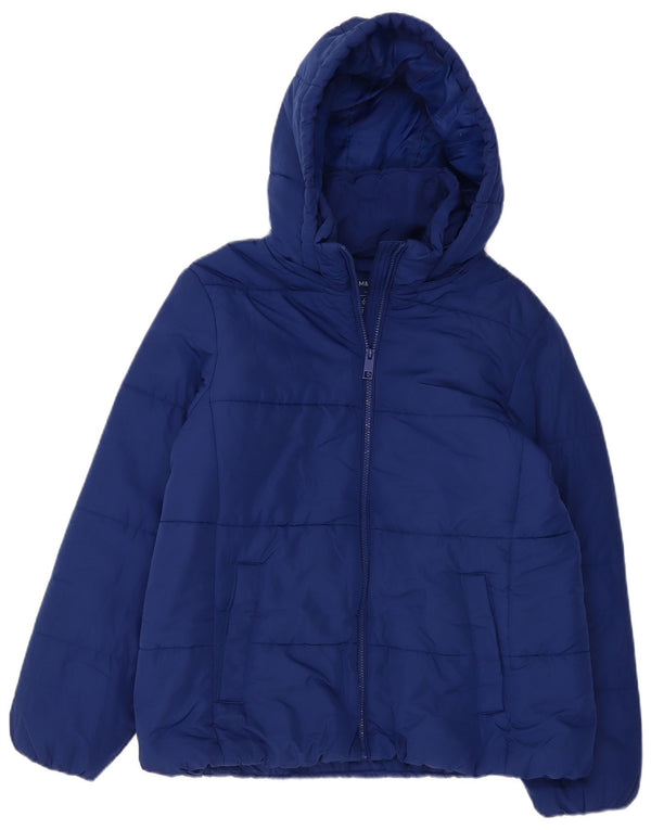 Marks & Spencer Wattierte Damenjacke mit Kapuze, UK 16, Größe L, Marineblau, Polyester
