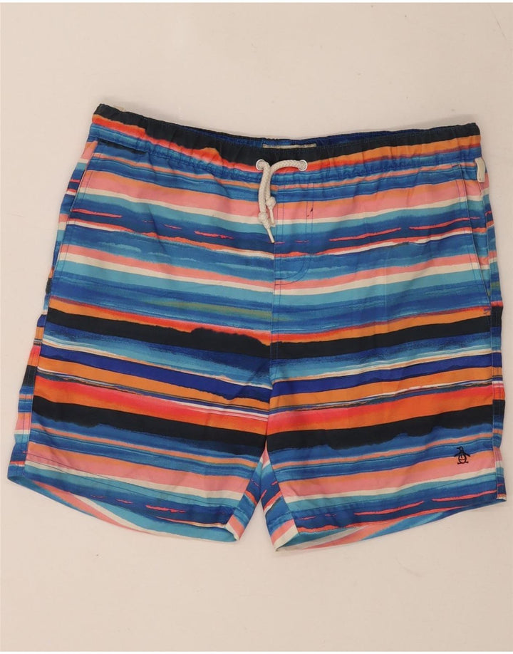 Penguin Herren-Badeshorts, klein, mehrfarbig, gestreift, Polyester