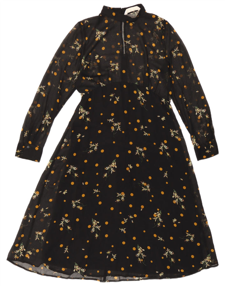 Durchsichtiges A-Linien-Kleid von Zara für Damen, Gr. 12, Mittelschwarz, geblümt