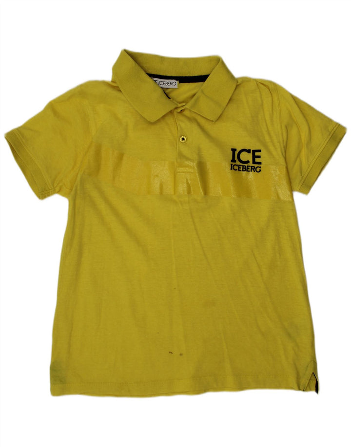 ICEBERG Jungen-Poloshirt mit Grafik, 8–9 Jahre, mittelgelbe Baumwolle