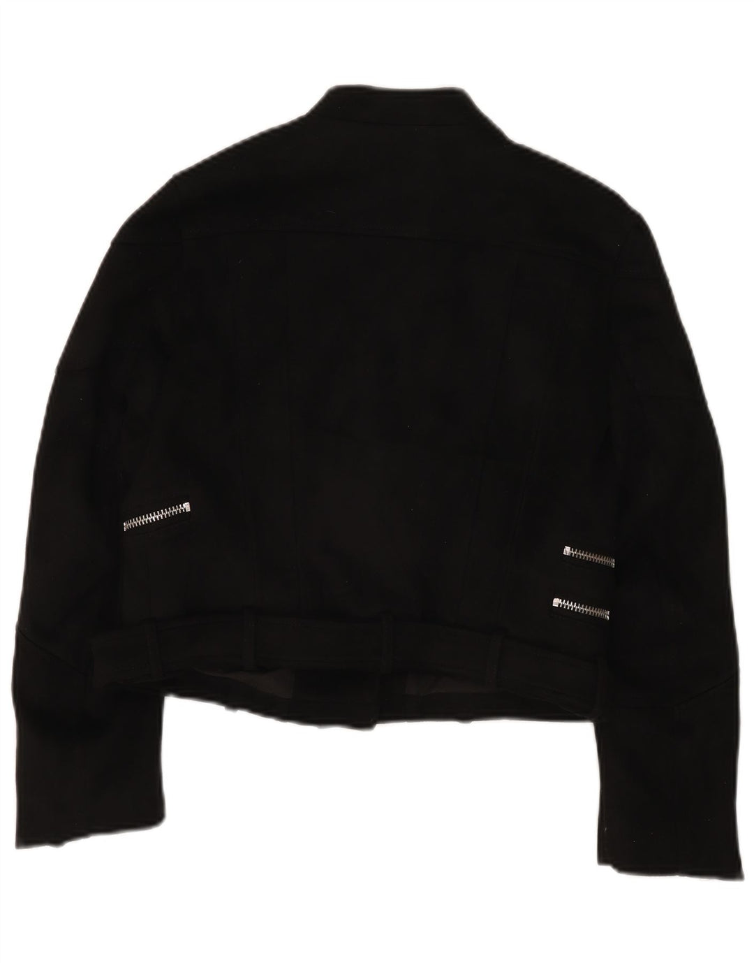 Zara Damen Trafaluc Crop Bikerjacke UK 12 Medium Schwarz Polyester