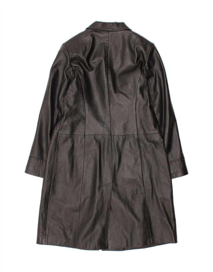 VINTAGE Womens Leather Coat UK 14 Large Black Leather Vintage Vintage and Second-Hand Vintage from Messina Hembry 