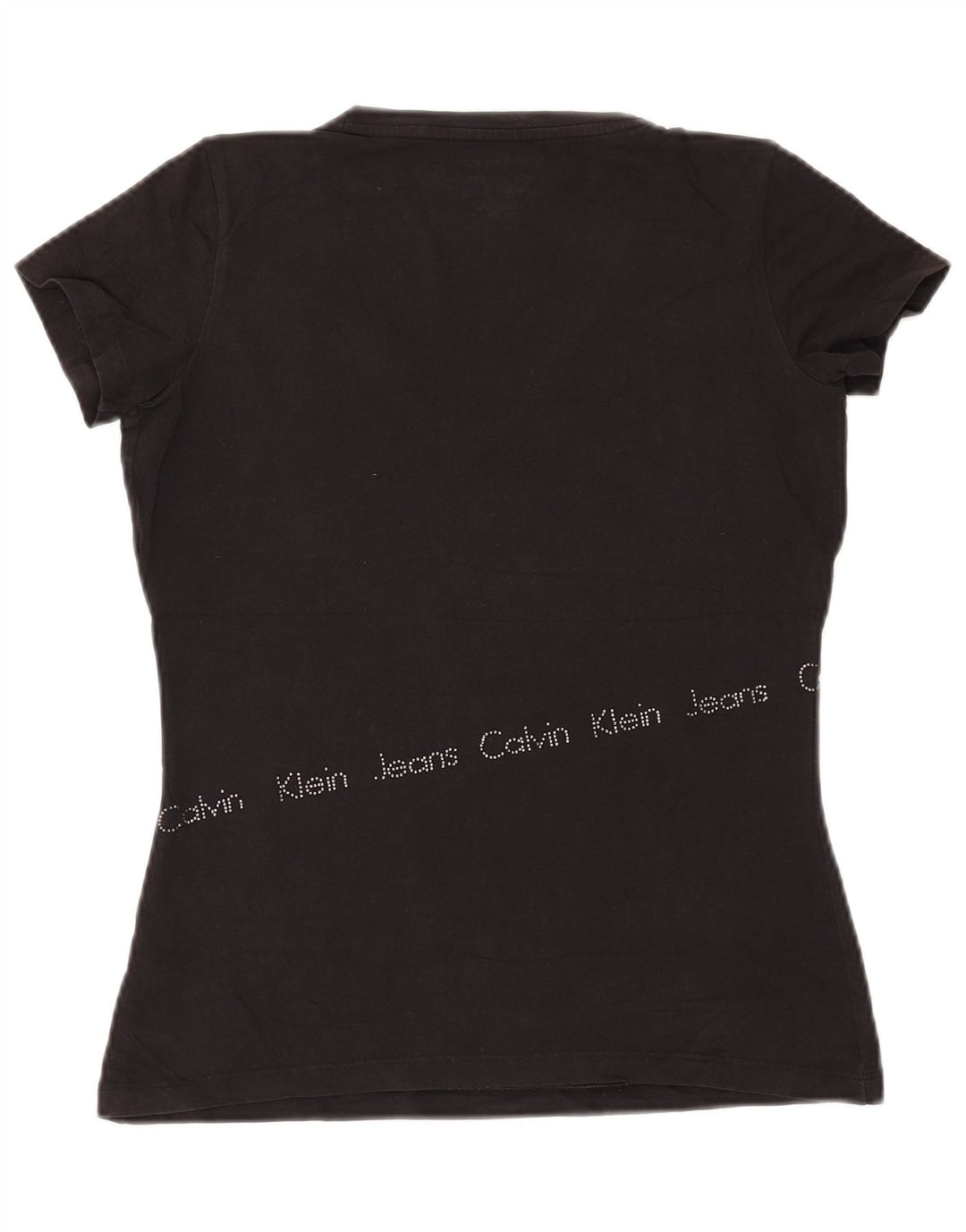 CALVIN KLEIN JEANS Damen Grafik T-Shirt Top UK 12 Medium Schwarz