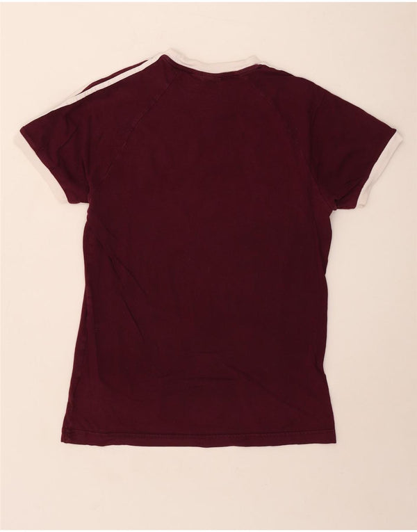 Adidas Damen T-Shirt Top UK 12 Medium Burgund Baumwolle