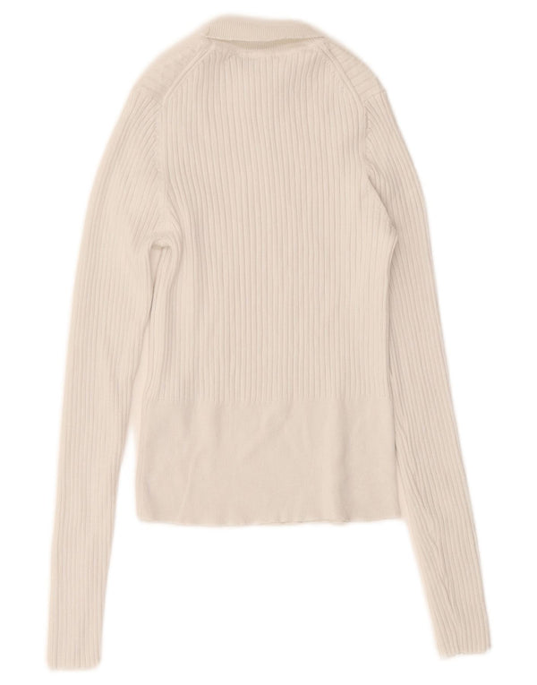 Zara Damen Crop Rollkragenpullover Pullover UK 12 Mittelweiße Viskose