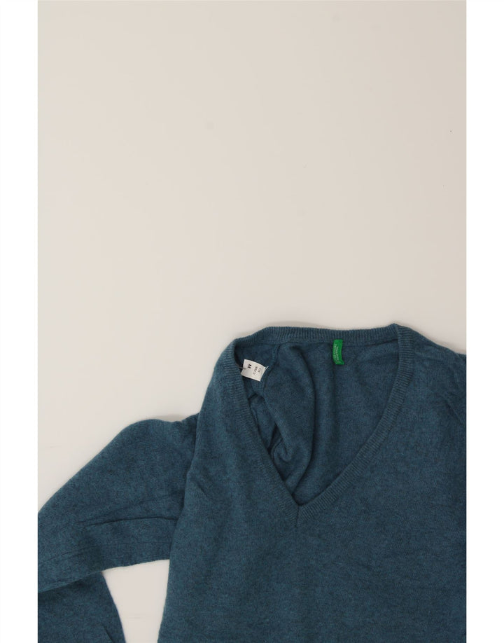 BENETTON Womens V-Neck Jumper Sweater UK 14 Medium Blue Wool Vintage Benetton and Second-Hand Benetton from Messina Hembry 
