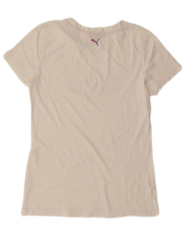 Puma Damen Grafik T-Shirt Top UK 16 Large Off White